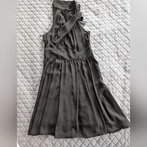 Classic Black Sleeveless Halter Tie Neck Dress